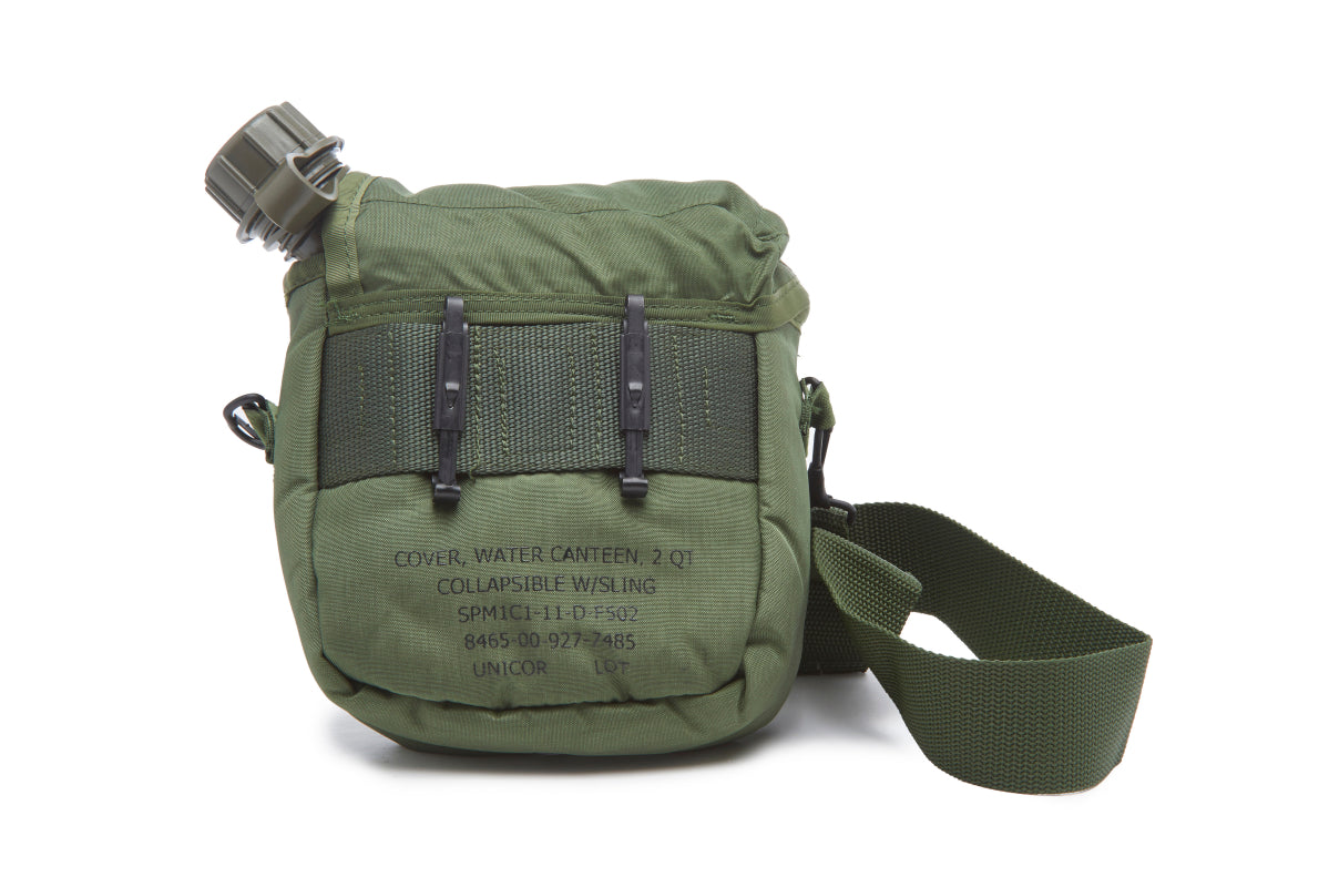 U.S. Army Olive Two Quart Canteen, Cover and Shoulder Strap