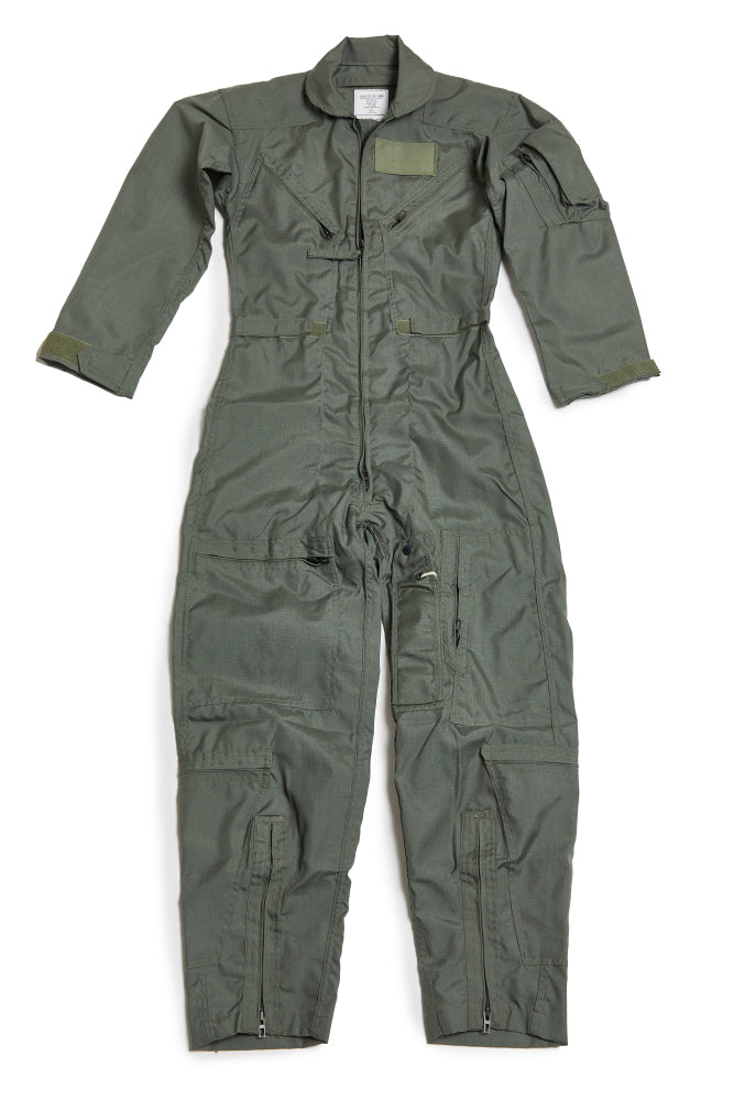 Green flight suit on a white background