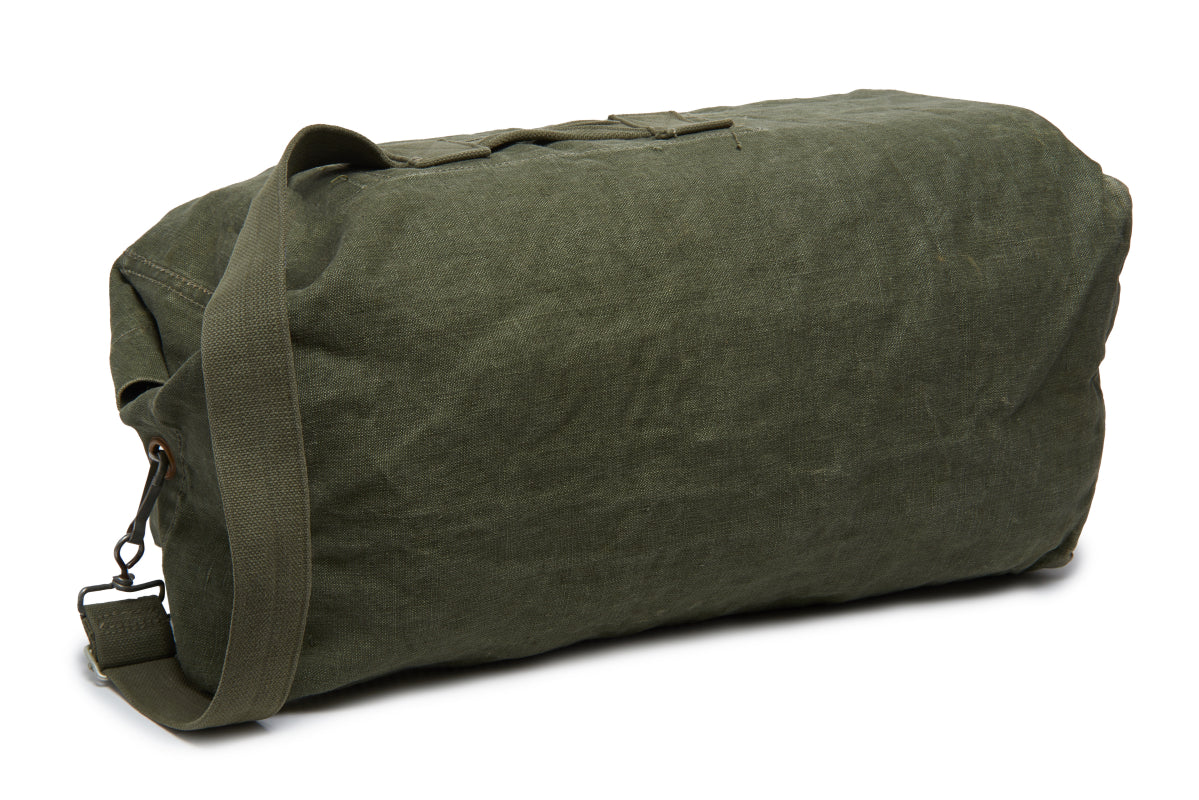 Dutch Army Olive Canvas Duffel Bag with Leather Detail