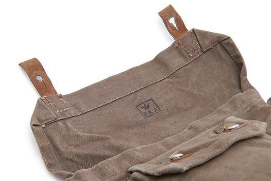 Swedish Army WWII Issue Gas Mask Shoulder Bag with Leather Base, Grade II