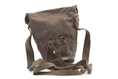Swedish Army WWII Issue Gas Mask Shoulder Bag with Leather Base, Grade II