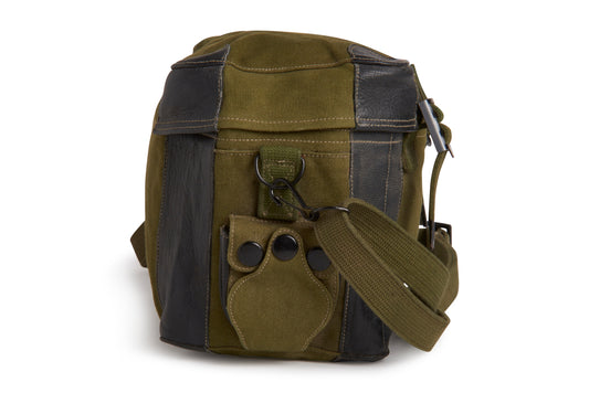 Chinese Army Canvas Shoulder Bag with Leather Detail