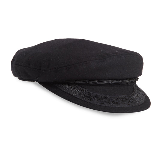 Classic Greek Fisherman's Cap, black wool