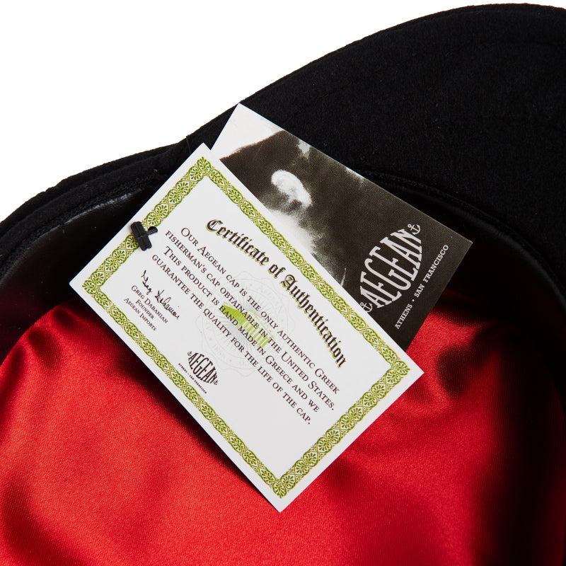 Classic Greek Fisherman's Cap, black wool
