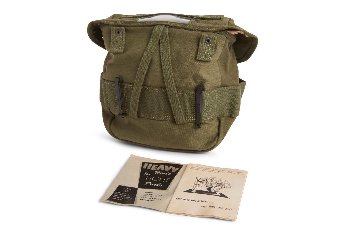 U.S. Army 'FIELD PACK, COMBAT, M-1956' Canvas Butt Pack, dated 1962, new condition, never issued