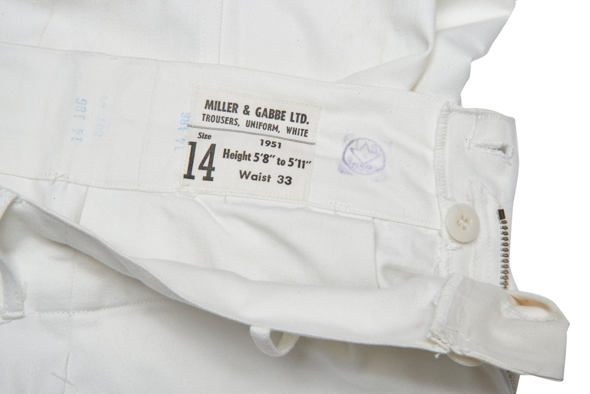 British Navy White Sailor (WIDE!) Bell Bottoms, 100% cotton, dated 1951