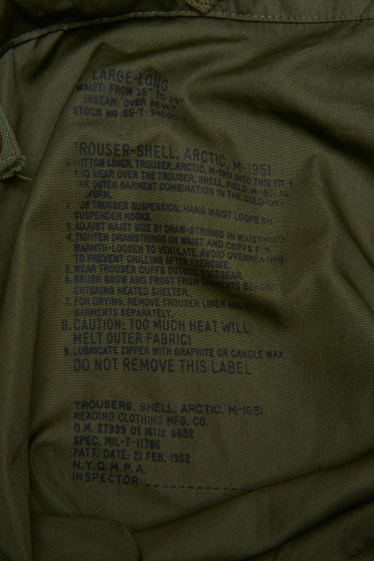U.S. Army Korean War Issue Trouser-Shell, Arctic, M-1951 'Wind Pants’