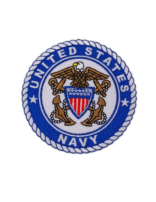 UNITED STATES NAVY emblem, blue and white