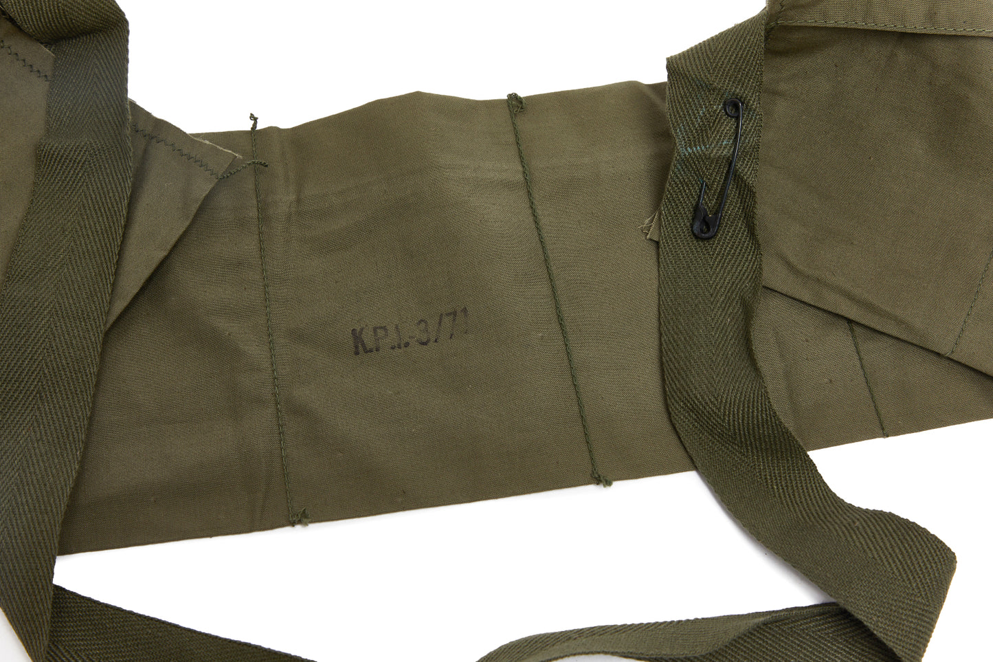 Olive green bandoliers on a white background