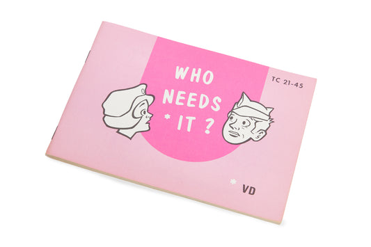 Pink book with title 'WHO NEEDS IT?' and illustrations 