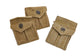 Three brown pouches with 'U.S.' marking on a white background
