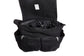 Black bag with open compartments on a white background