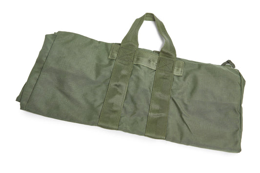 Green bag with handles on a white background