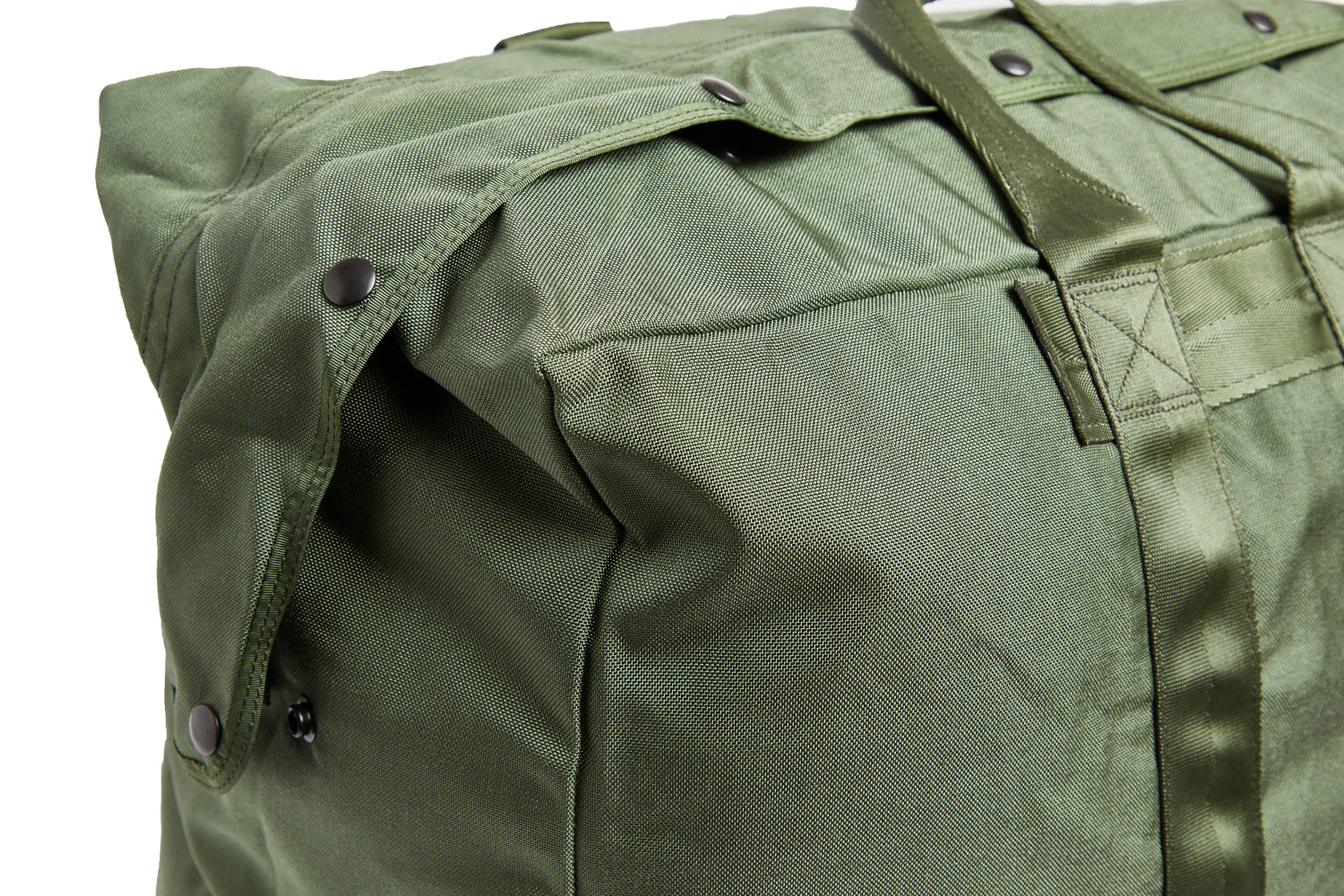 Green bag with handles on a white background