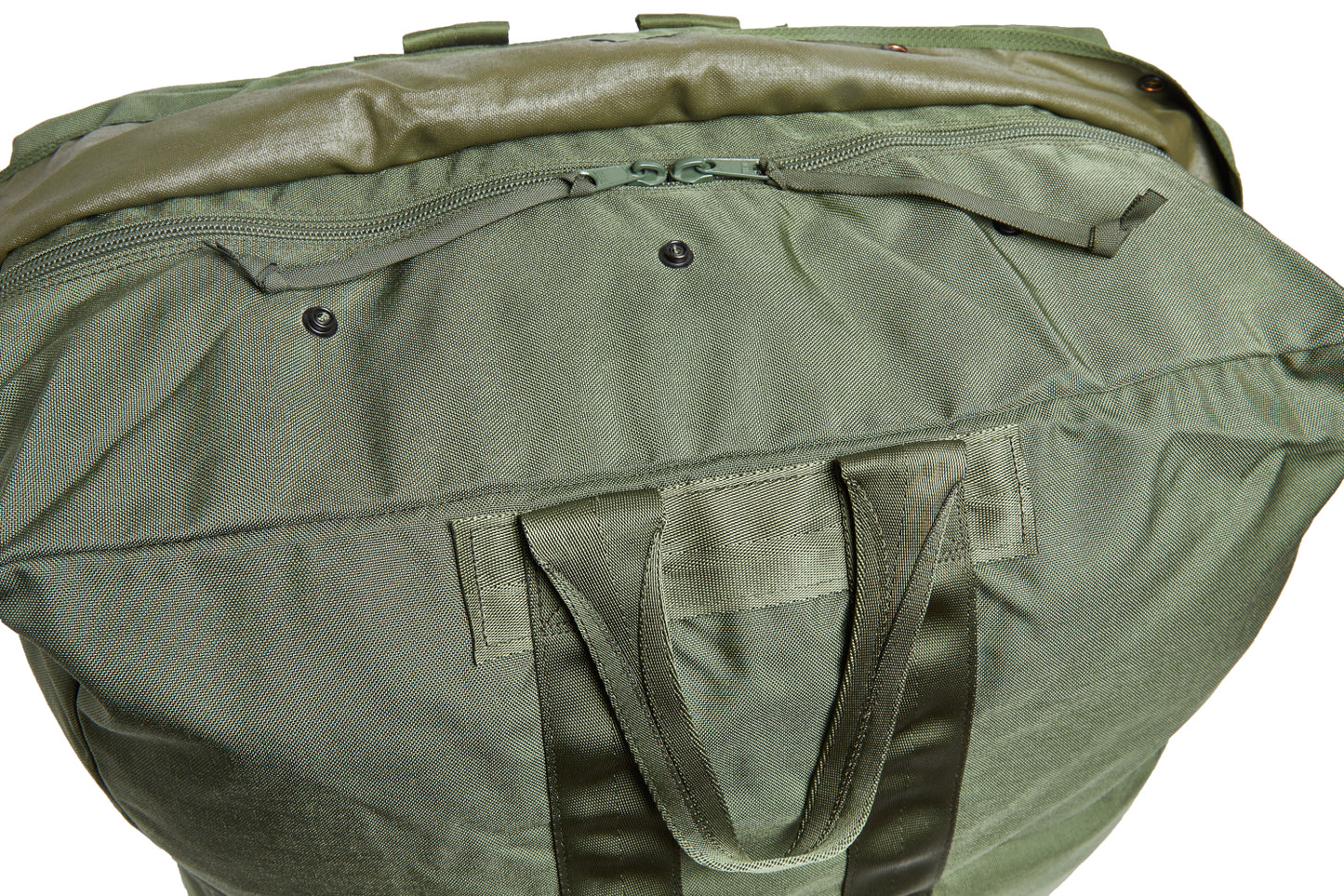 Green bag with handles on a white background