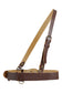 Brown leather belt with strap on a white background