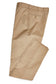 Folded khaki pants on a white background