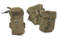 Three green military pouches with 'US' marking on a white background