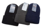 Three beanie hats in black, gray, and navy with WIGWAN labels on a white background.