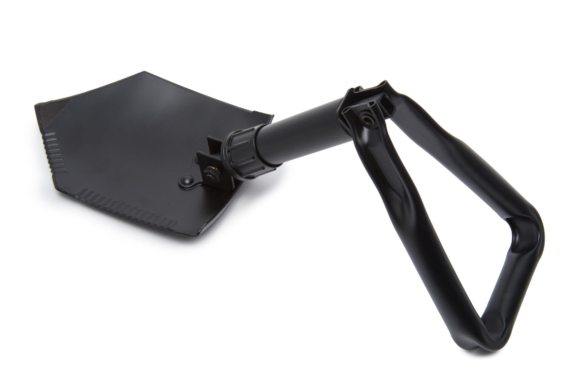 Black folding shovel on a white background