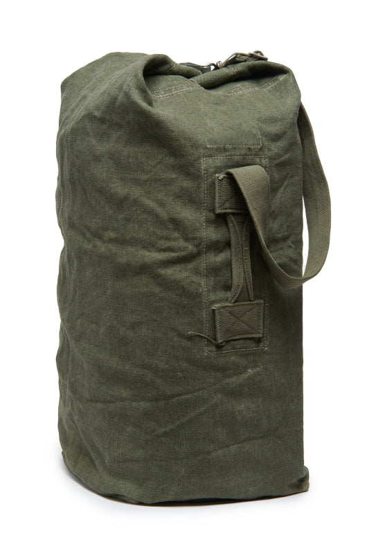 Dutch Army Olive Canvas Duffel Bag with Leather Detail