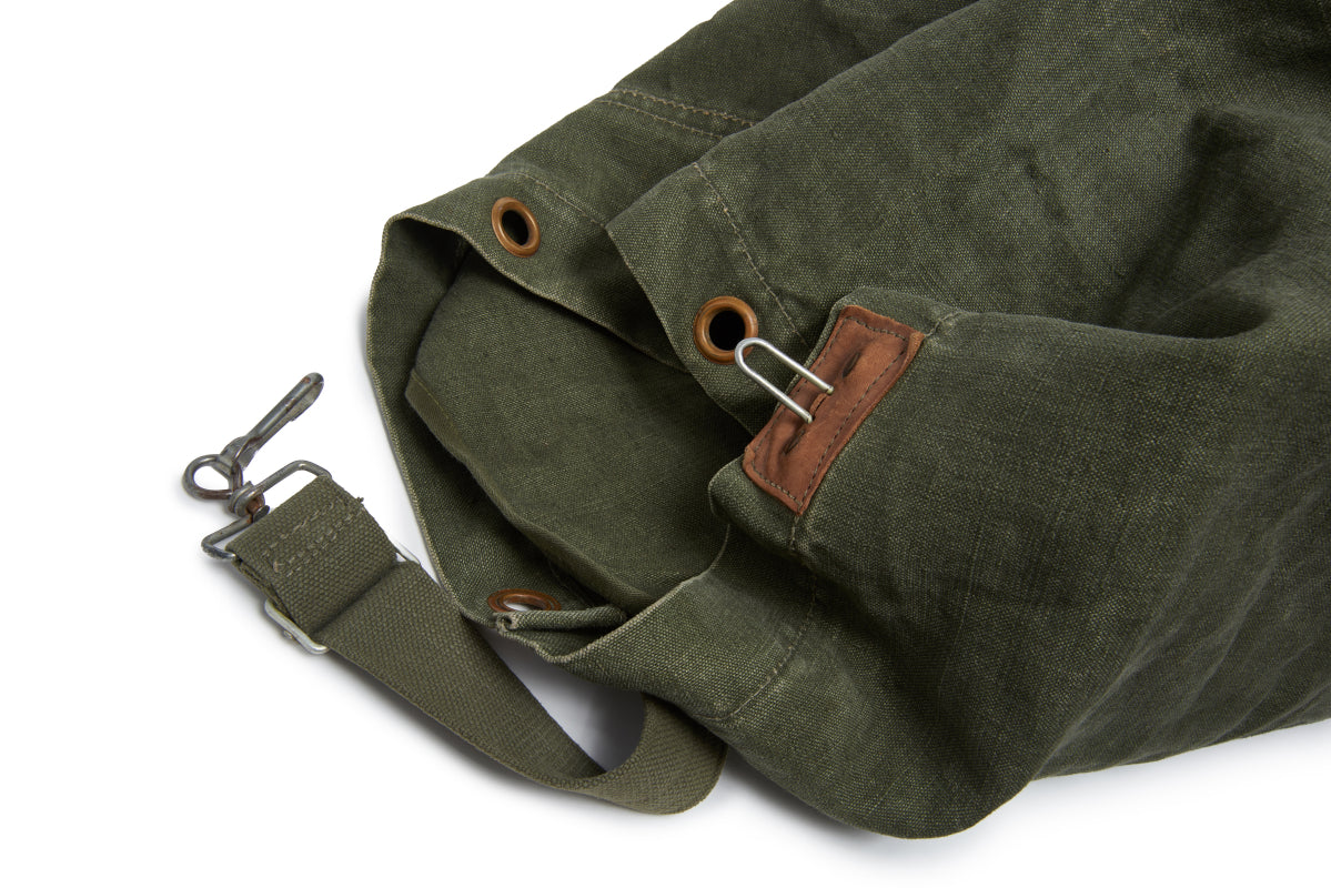Dutch Army Olive Canvas Duffel Bag with Leather Detail