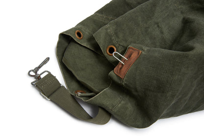 Dutch Army Olive Canvas Duffel Bag with Leather Detail