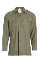 Green jacket with button details on a white background