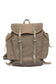 Brown backpack with leather straps on a white background