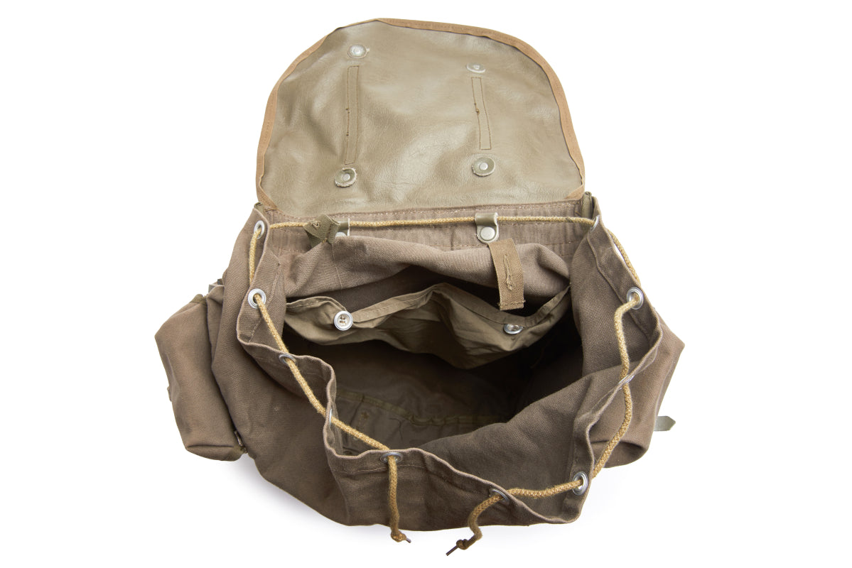 Brown backpack on a white background