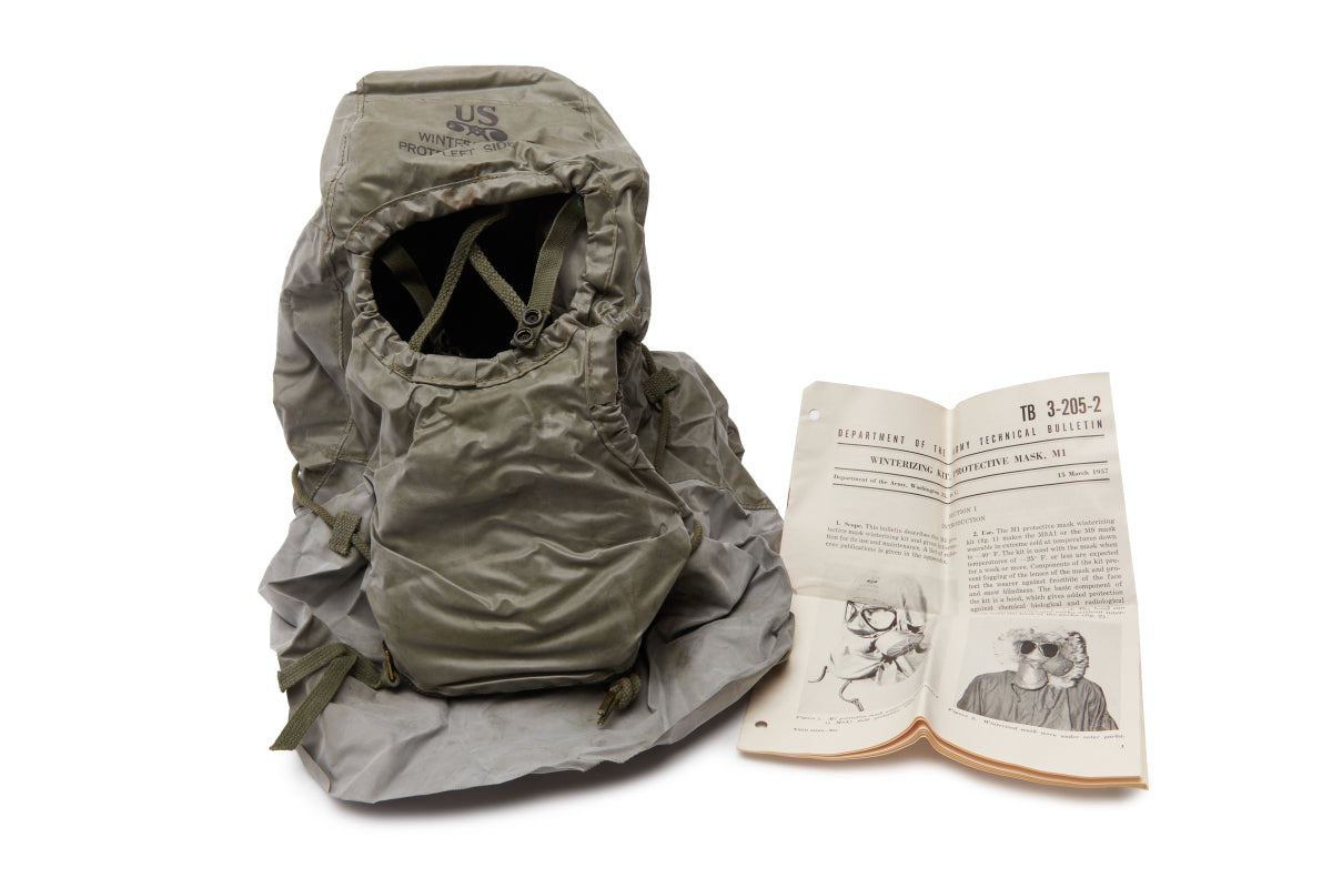 Gray Protective Mask and an open instruction booklet on a white background