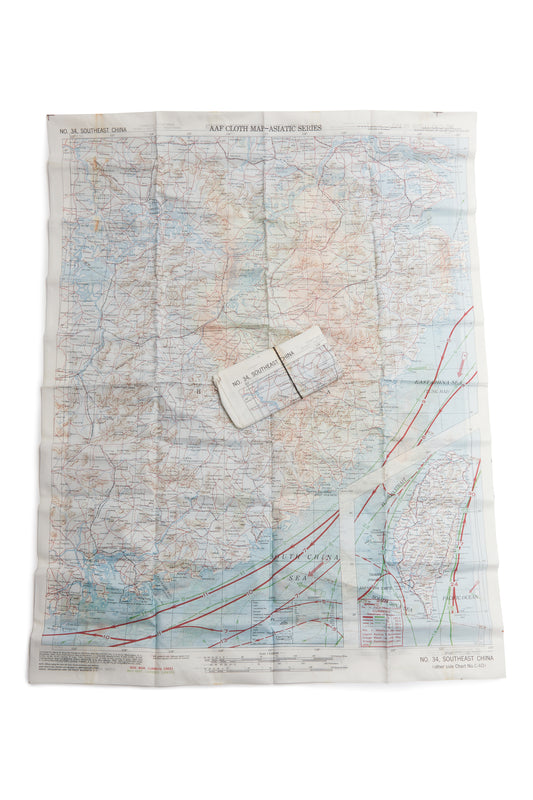 U.S. Army 14th Army Air Force Map, 'The Flying Tigers', Pilot's Survival, Evasion and Escape Map