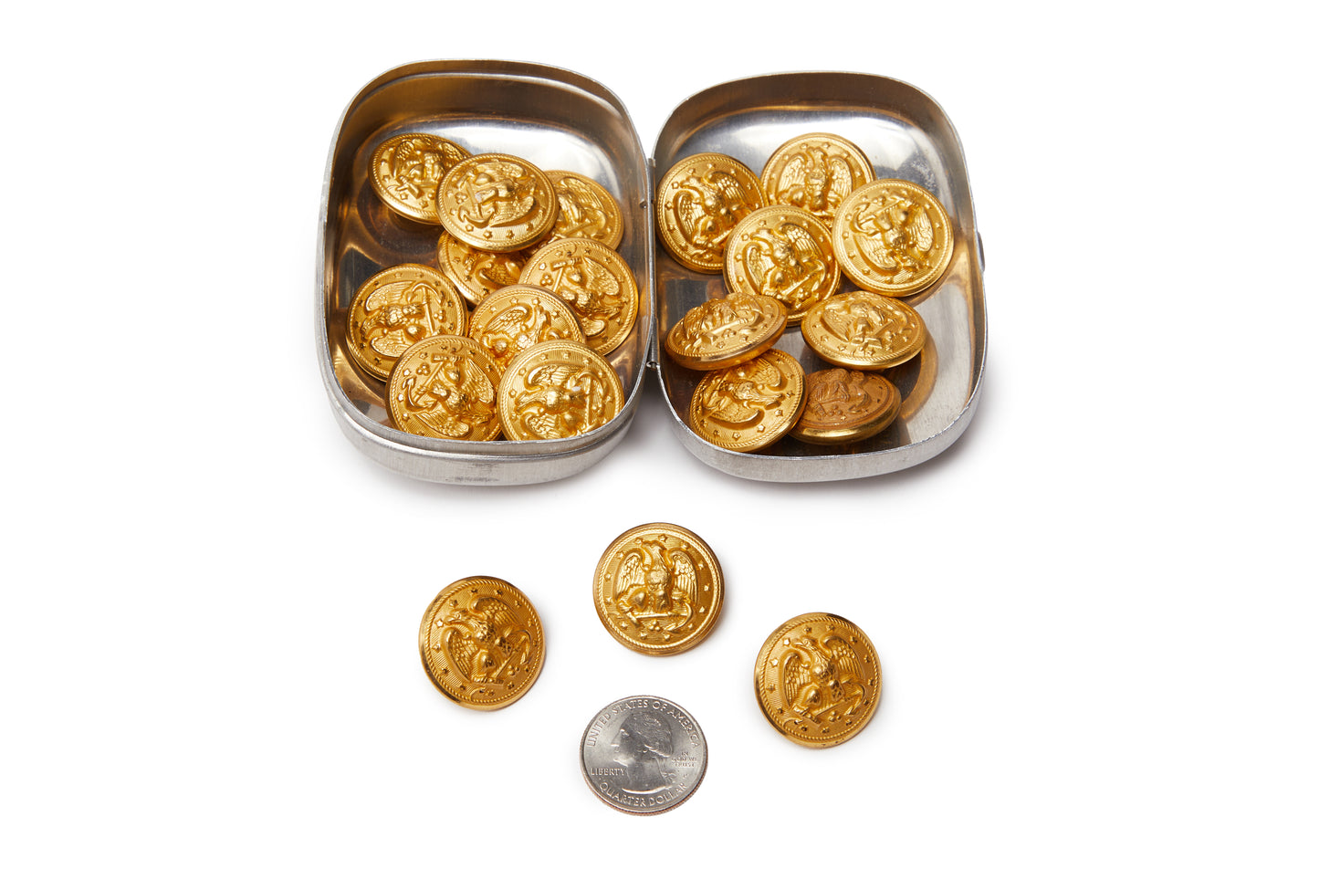 U.S. Navy Regulation Officer’s Brass Bridgecoat Buttons