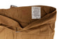 Brown pants with a visible size label on a white background