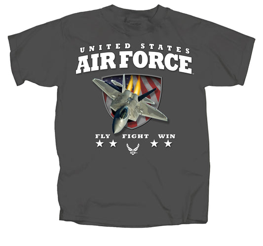 Gray t-shirt with United States Air Force logo and letters